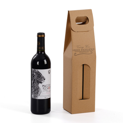 Custom Logo Gable Top Brown Corrugated Wine Packaging Gift Box With Window
