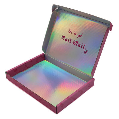 Custom Logo Printing Corrugated Cardboard Red Small Thin Holographic Mailer Box Packaging Holographic Foil Packing Box