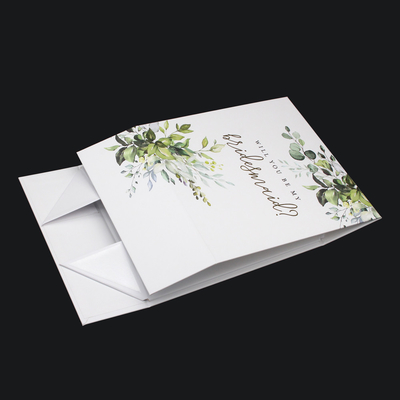Custom Wedding Favour Invitations Bridal Bridesmaid Groomsmen Proposal Boxes Folding Magnetic Gift Box White Gold